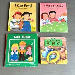Vintage Children's Religious Prayer Christmas Book Set- 4 Books Board Paper